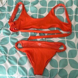 Monday Swimwear Women’s Cabo’s San Lucas Top and Tulum Bottom Orange Bikini Set